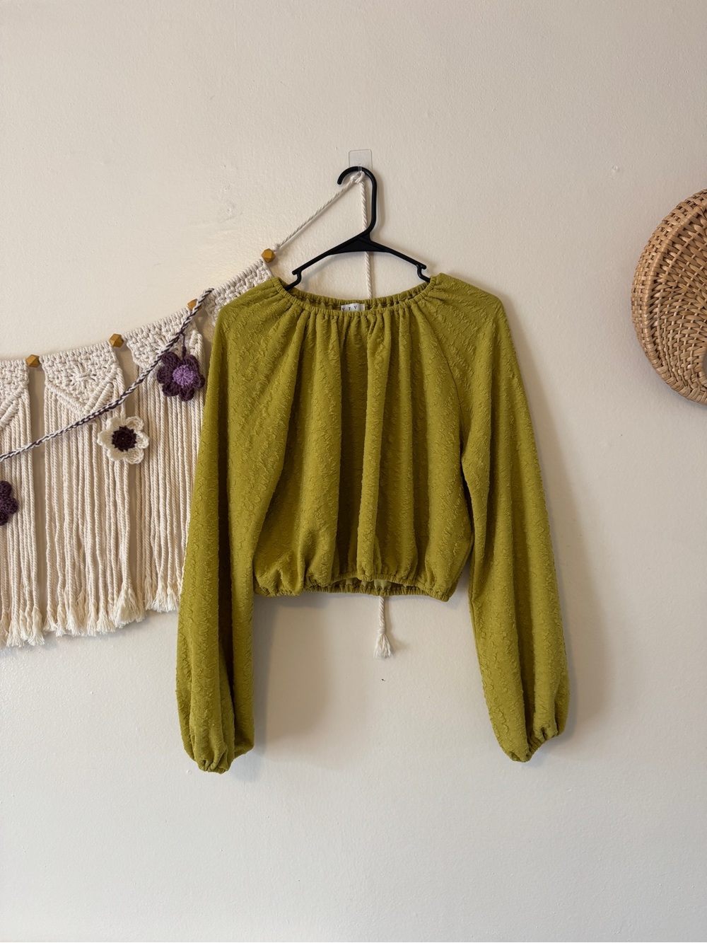 Olive Green Long Sleeve Peasant Blouse